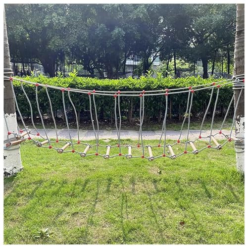DRISSA Double Slackline Accessories, Outdoor Obstacle Training Ground Ninja Rope Playground Rope Ladder Bridge(Size:13ft/4m)