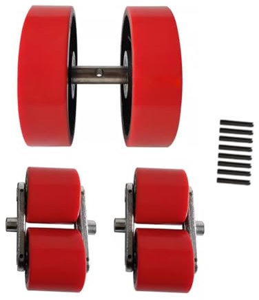 6 pièces Roue pour transpalette 2 roues directrices 180 x 50mm, 4 Rouleaux de chargement avant 70 x 60mm Roues en PU avec essieux Roue à noyau de fer Charge de 3000 kg