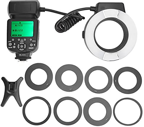 Blitzring, mit Adapterring, Makro-Ringblitz, TTL-Ringform, Makro-Blitz, Kamera, Taschenlampe, Autofokus, Passend für D7000 D5200 D5000 D3200 D3100 D90 D300S D600
