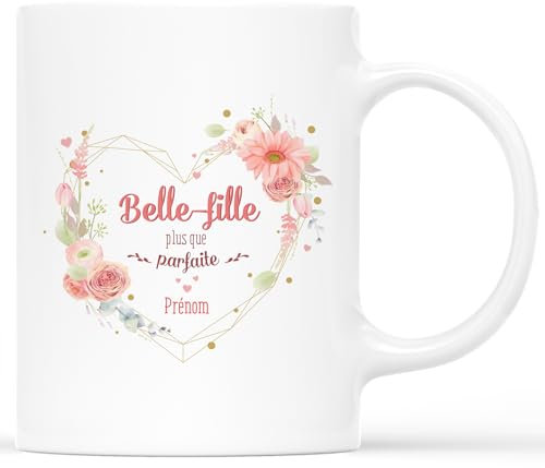 Cadeau Plus Mug Personnalisé Prénom - Tasse marraine, Mug Meilleure Marraine, Tasse Meilleure Belle-fille, tasse super tata (Belle-fille)