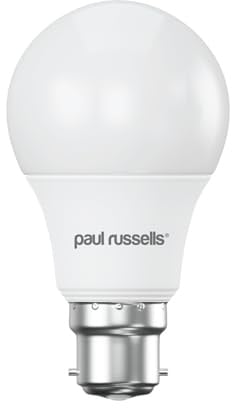 paul russells LED GLS Lights Bayonet Cap B22, 60w Equivalent, 8Watt 806LM LED Bulbs, 4000K Cool White, Classic Frosted A60 Standard BC Energy Saving (Not Dimmable) Large Globe Lamps, Pack of 1