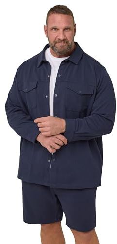 BadRhino Big & Tall Blue Textured Jersey Shacket - Men's - Plus Size Curve