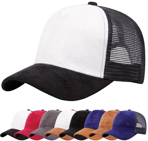 Enwokran Baseballkappe Herren Einstellbare Masche Rückseite Baseball Hut Sommerhut Sonnenhut Sportlicher Draußen Kappen Hüte Verstellbar Sonnenschutz Trucker Basecap (Schwarz Weiß)