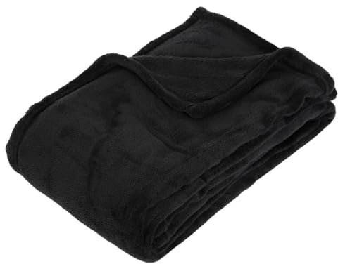 Corredocasa Plaid in Pile Ultra Morbido e Soffice con Elegante Trama Scozzese - Leggero e Confortevole - Perfetto per Divano, Letto, Regala Calore e Comfort (Nero, Singolo 130x160)