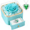 FRFG Rose Eternelle avec Collier Coeur, Roses Préservé avec Bijoux, Cadeau Anniversaire Femme, pour Épouse Maman Idee Cadeau avec Bijoux Fête des Mères Noël - Bleu Clair