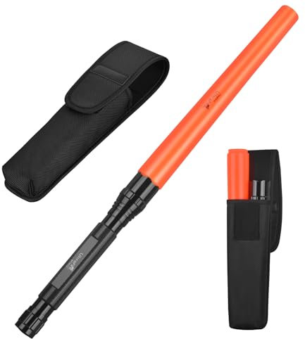 UltraFire 18 Zoll Verkehrsstab LED Taschenlampe mit Holster, 1300 Lumen Signalstab Taschenlampe, 3 Modi mit Rotem Blinkmodus für Parken, Feuerwehr, Flughafen, Bauwesen, WF-501D