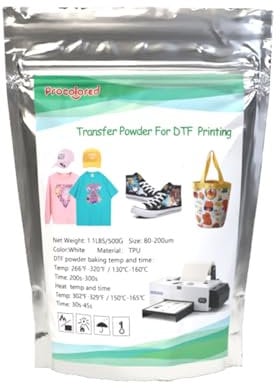 Procolored 1 kg DTF-Pulver, Heißschmelzklebstoff-DTF-Pulver, funktioniert mit DTF-Transferfolie und DTF-Drucker für Materialgewebe