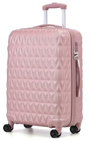 RMW Suitcase Large Hard Shell | Trolley Suitcases | 3 Digit Combination Lock| 4 Dual Spinner Wheels | Lightweight | Hold Check in Luggage | Aluminum Telescopic Handle (Rose Gold, Medium 24)
