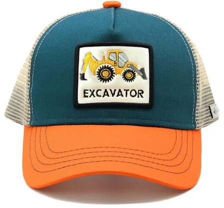 Sunlark Kinder Verstellbare Stickerei Bagger und Hai Trucker Cap | Sonnenschutz Baumwolle Outdoor Basecap für Jungen Mädchen 2-8 Jahre