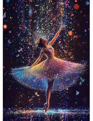 GLIDIAM Diamond Painting Ballerina Sterne, Diamant Malerei Bilder Ballett, 30x40cm DIY Full Drill Basteln Erwachsene, Mosaik Stickerei Kreuzstich Geschenk für Wanddeko Wohnzimmer Schlafzimmer