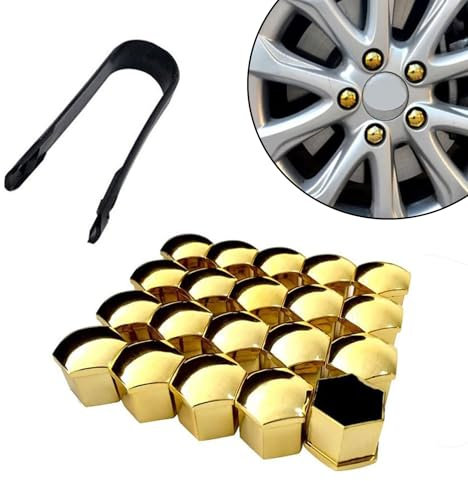JJNIENUS 20 Pcs Voiture Cache-éCrous De Roue pour AAA, Boulon Ecrou Couvre Verrous Anti-PoussièRe Et Antivol Outil Demontage DéCoration, Yellow-21mm