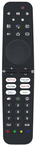 VINABTY Sostituire il telecomando per Grundig VS2187RC-2 VS2187R-7 65 VOE 84 Q TV 65 Inch (164 cm) 4K UHD QLED TV VPI 1800 VS2187RC2 With Voice Search Function