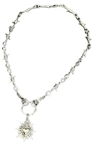 Vdaxvme Unico cuore in mano filo spinato collana accessorio simboleggia resilienze e tenerezza per la moda, 51cm60cm, Metallo