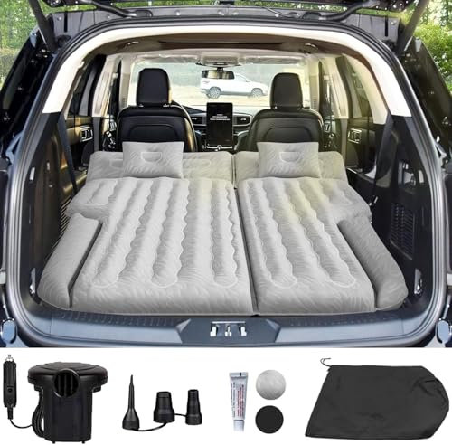 Vino Cove Auto Matratze 185x140x16 cm Auto Luftmatratze für SUV, Beflockung Oberfläche Luftbett mit 2 Kissen, Aufblasbaren Autobett für Kofferraum für Reisen Camping Zuhause