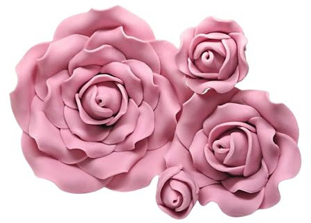 Sugar Roses - Dusky Pink - Sugar Paste flowers - Cake Decoration Toppers - Weddings - birthdays - *4 sizes to choose from* (Buds x 10)