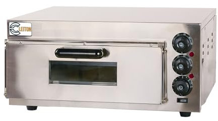 Cleiton® Forno per pizza industriale semplice elettrico da 1 pizza da 40 cm da tavolo con pavimento in ceramica refrattaria | temperatura 350°C - 2000W | multiuso per bar e ristoranti