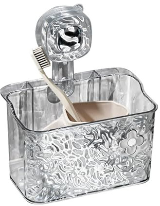 Étagère Salle De Bain À Ventouses,Organisateur Salle de Bain à Ventouses | Panier De Bain Murale Avec Trous De Filtre À Eau Support D Angle Ondulé Pour Carrelage Cuisine Chambre Douche Baignoire Évier