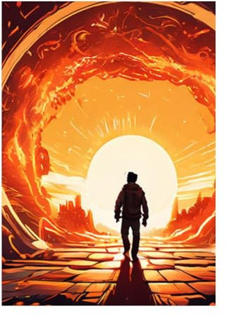 GAEKKO Wandbild 'Der Zeitreisende durchtritt das Tor ins Ungewisse' auf Aluminium ohne Bilderrahmen Alu-Dibond Bild 20 x 30 cm