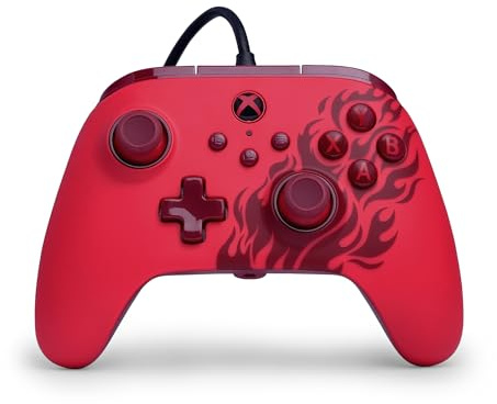 PowerA Advantage Manette filaire pour Xbox Series X|S – Red Flame, manette de jeu, manette de jeu vidéo filaire, manette de jeu, USB-C, fonctionne avec Xbox One, sous licence officielle