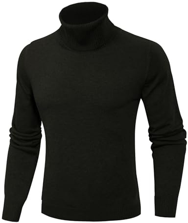 Sykooria Jersey Hombre Punto Cuello Alto Cálido Suéter Abrigo Pullover Manga Larga Sólido Tejido Sudadera