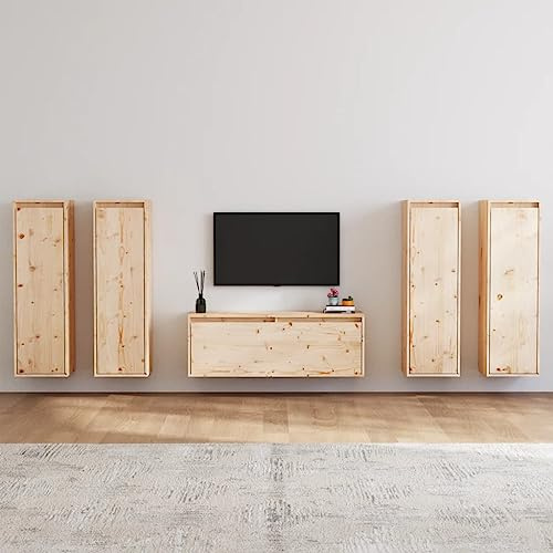 RMIHSJG TV-Schränke 5 STK. Massivholz Kiefer tv unterschrank tv Cabinet Fernseher Schrank Fernseher Tisch