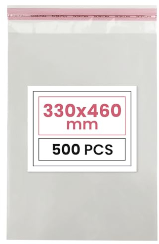 Netuno 500 PP pochettes autocollantes 46x33 cm solides | pochettes plastiques PP · sachets cellophane transparents pour affiches, documents A3, vêtements, textiles & magazines