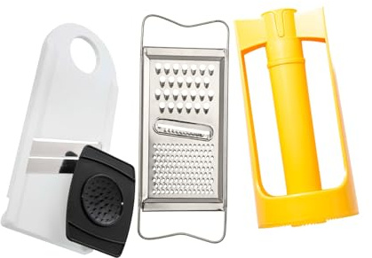 Fackelmann Set de Cocina, incluye Mandolina Ajustable 1-6 mm, Acero Inoxidable Afilado, incluye Cortador de Piña para extraer el centro y cortar en rodajas, Rallador de Acero Inoxidable