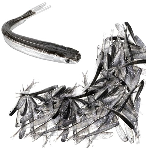 Matwsec 50 st mjukt plastbete 7 cm mjukt fiskebete | Simbeten gafflad svans spigg bete för saltvatten sötvatten bas crappie walleye öring beten fiske