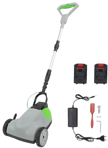 Jeffergarden Tondeuse à Gazon électrique sans Fil avec Moteur sans Balais, 6 500 TR/Min, 3 Hauteurs de Coupe, Tondeuse à Gazon Légère Alimentée par Batterie pour Petits Jardins (Prise UE)