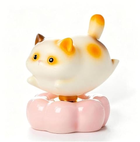 DIYCUT Drehbare Glückskatze Winkekatze aus Harz, 6,5×4,5×5,5 cm | Katzenfiguren Deko, Für Büro, Wohnzimmer, Schlafzimmer, Arbeitszimmer