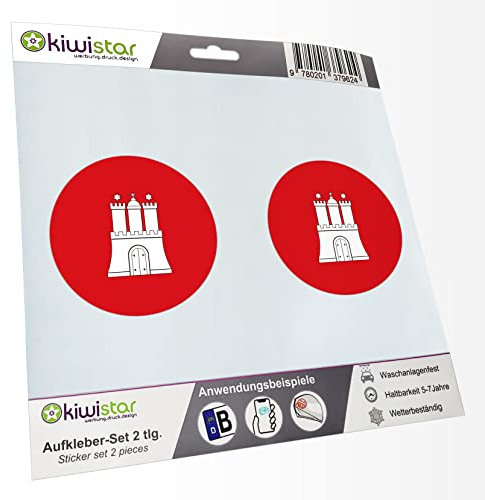 KIWISTAR - 2X Kennzeichenaufkleber - Hamburg - Kennzeichen Aufkleber Sticker Nummernschild Land Country Nation