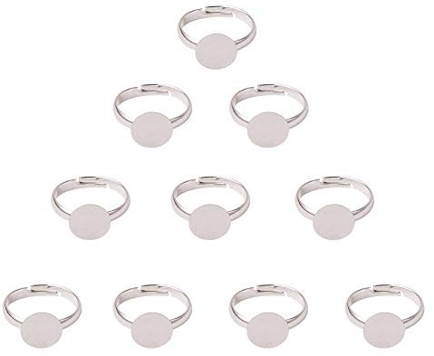 NBEADS 100Pcs Einstellbare Versilbert Messing Pad Blank Ring Basis Erkenntnisse, Bleifrei, Cadmiumfrei, 19mm; 17mm Innendurchmesser
