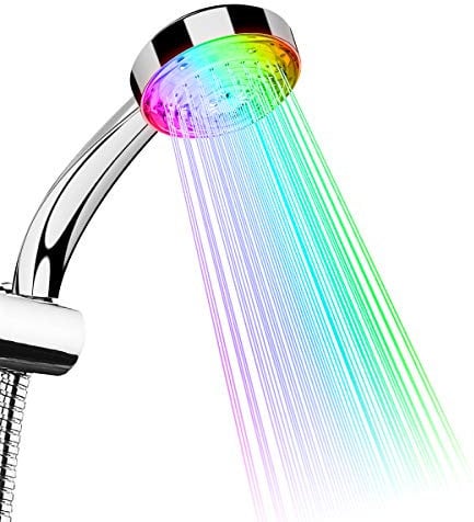 TankerStreet - Cabezal de ducha LED, brillante, 7 colores, cambio automático, cabezal de ducha, grifo de detección, seguro, bonito y práctico, boquilla de baño, decoración 26,3 x 9,2 x 6,5 cm