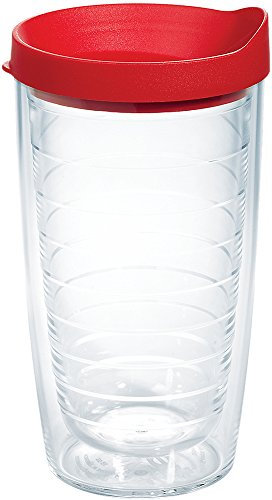 Tervis 1143846 Colorful Insulated Tumbler With Red Lid, 16 oz Tritan, Clear