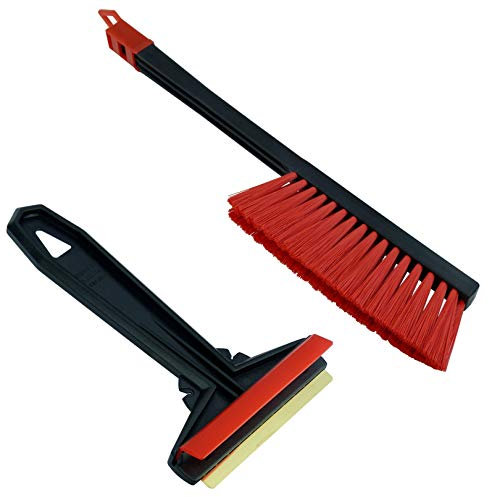 Set - Murska Eiskratzer Messing Scheibenkratzer Auto + Schneebesen Auto Besen Winter Schneebürste Winter Schneefeger Besen Auto Schnee Bürste Feger Auto Finnland (Set L&P A054 + A059 Schwarz Rot)