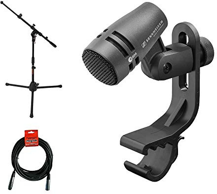 Sennheiser e 604 Drums and Brass Instruments Cardioid Microphone with Tripod Mic Stand & XLR Cable Bundle