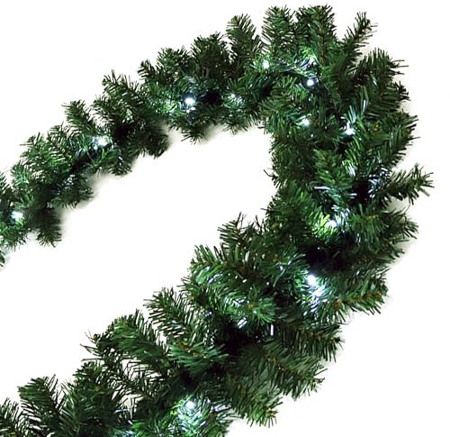 Gartenpirat Künstliche Tannengirlande Türgirlande beleuchtet 5 m 80 LED kaltweiß Timer-Funktion Weihnachtsdeko