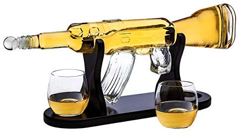 Rifle Gun Whiskey Decanter with 2 Whiskey Glasses Set - for Liquor, Scotch, Bourbon Vodka