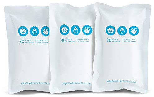 Munchkin Clean-to-Go Wipes Refill Pack, Includes 90 Unscented Hand & Face Baby Wipes, 99 Percent Water Wipes with Chamomile & Aloe