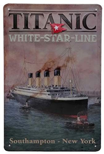 Titanic Plakat - hochwertig geprägtes maritimes Blechschild 20 x 30 cm, Schiff, Dampfer, Maritim, KreuzfahrtMetall-Poster-Schild Magnet