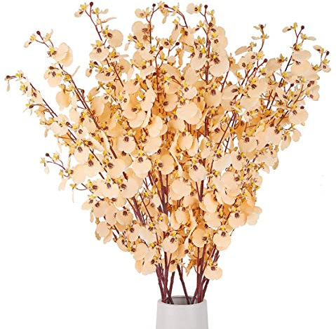 HANTAJANSS Künstliche Orchideen, 8 Stück, Seidenblumen, künstliche Blumen, für drinnen und draußen, Hochzeit, Zuhause, Büro, Dekoration (Champagner)