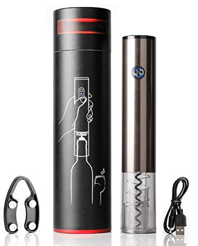 Calayu Abrebotellas eléctrico, sacacorchos inalámbrico automático abridor de vino con botón táctil abridor de botellas de vino eléctrico para exterior, cocina