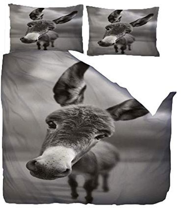 ZZZXX Bettwäsche 135X200 3Teilig Grauer Esel Bettbezug Set Microfaser Kinderbettwäsche Warme Atmungsaktive Bettbezüge Mit Reißverschluss Und 2 Mal 80X80Cm Kissenbezug
