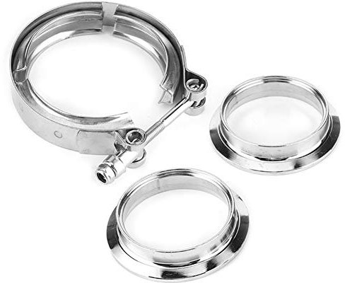 Qiilu Kit Morsetto Flangia V-Band, Kit Morsetto Flangia V-Band 2,5 Pollici Accessorio in Acciaio Inossidabile T ‑ 304 per Tubi di Scarico Turbo