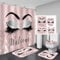 AZHM 4PCS Eyelash Shower Curtain Set Hello Gorgeous Bathroom Decor Set Pink Rose Gold Waterproof Bathroom Curtains Shower Set with Rugs and Accessories