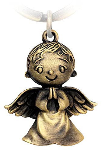 PAKADI Schutzengel Schlüsselanhänger Gabriel - Engel Anhänger aus Metall in Bronze Antique - Glücksbringer Geschenk Auto Führerschein - Fahr vorsichtig