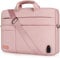 DOMISO 14 Pouces Grande Sacoche pour Ordinateur Portable Housse avec Port de Chargeur USB Externe Sacoche Bandoulière pour Ultrabook/Netbook/HP 14 / Lenovo Yoga 520 / ASUS/Acer, Rose