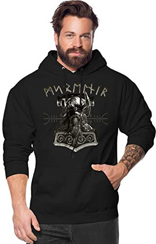 Wikinger Thorshammer Mjölnir Runen Thor Hammer T-Shirts und Hoodies Mjoelnar (S, Hoodie nur Brust)