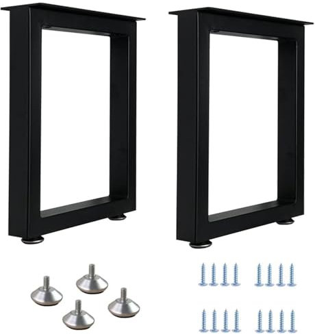 QLLY 2 PCS Heavy Duty Metal Table Legs 40cm, Industrial Square Furniture Legs with Adjustable Feet, Sturdy Desk Legs for DIY Table, Desk, Bench, Breakfast Bar, 30cm x 40cm