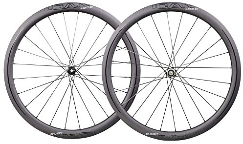 TRIAERO AERO 40C Carbon Disc Rennrad Laufradsatz, 40 mm Tiefe Drahtreifen, schlauchlos, bereit Scheibenbremse, 24/24 Löcher, Sapim CX-Ray Speichen nur 1355 g